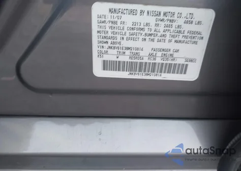 2008 Infiniti G35 Journey z USA, uszkodzony, nr VIN JNKBV61E38M210814
